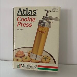 Atlas Cookie Press by VillaWare - Gold With 20 Discs 4 Decorative Tips
